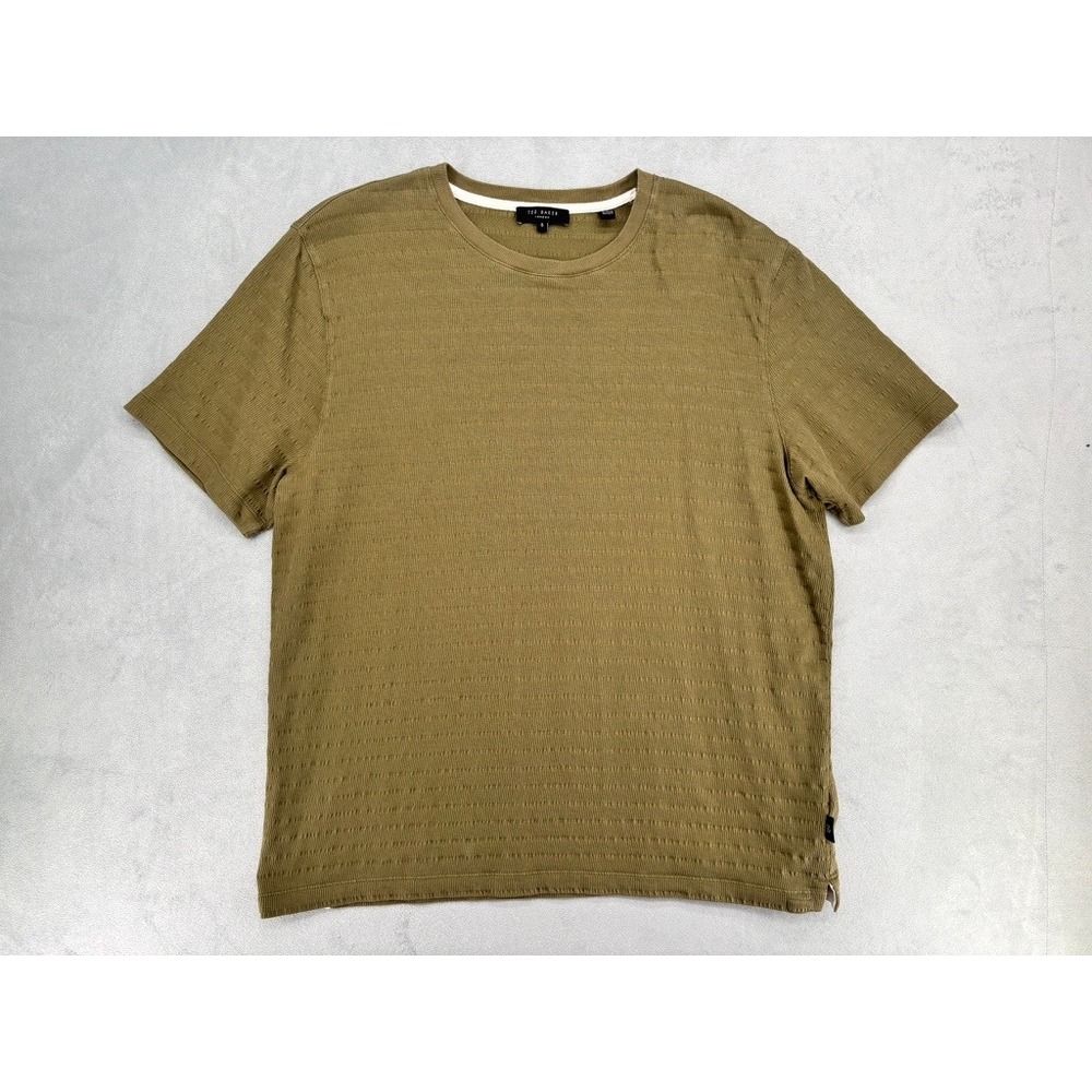 Ted Baker London Kingsrd Olive Green Textured Short Sleeve Tee Mens 5 XL